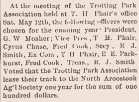 A Sampler of 19th Century Newspaper Clips — The Early Years of the Presque Isle Trotting Parks and the Fair